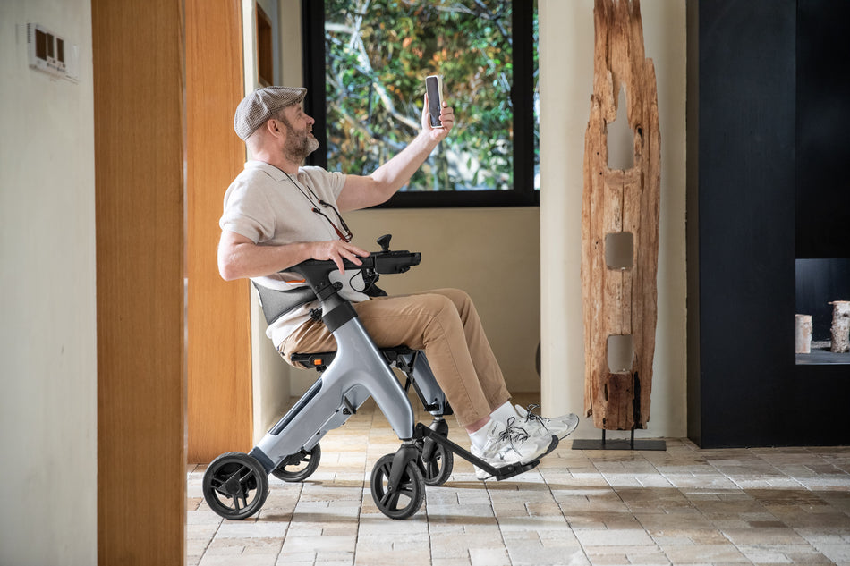 4 in 1 Electric Rollator, Wheelchair, Walker with Seat, Foldable Transport Wheelchair Black