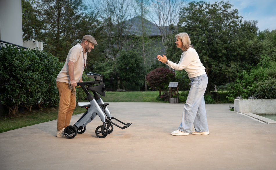 4 in 1 Electric Rollator, Wheelchair, Walker with Seat, Foldable Transport Wheelchair