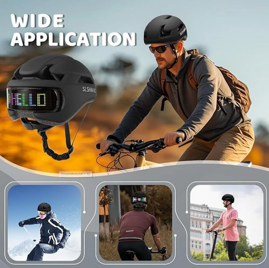 SLSHINING Bike/scooter Helmet, Smart APP LED, with Turn Signals Remote Control.