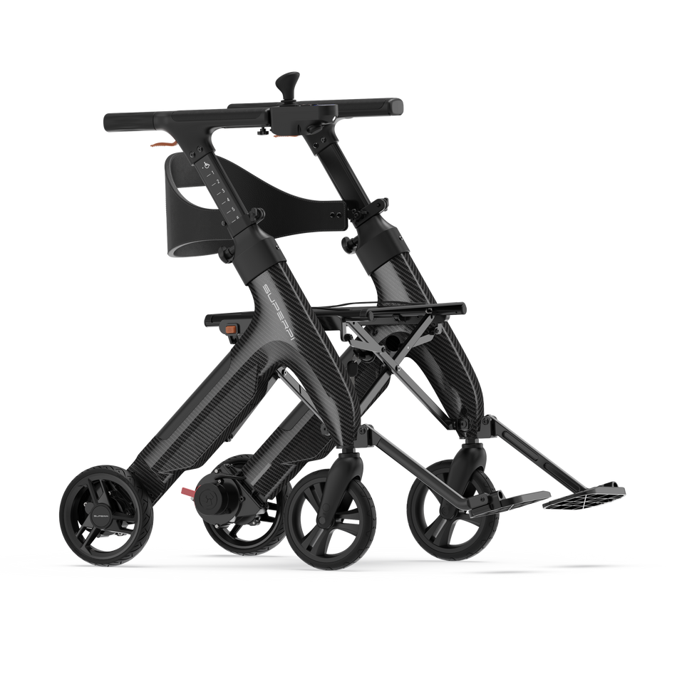 4 in 1 Electric Rollator, Wheelchair, Walker with Seat, Foldable Transport Wheelchair Black