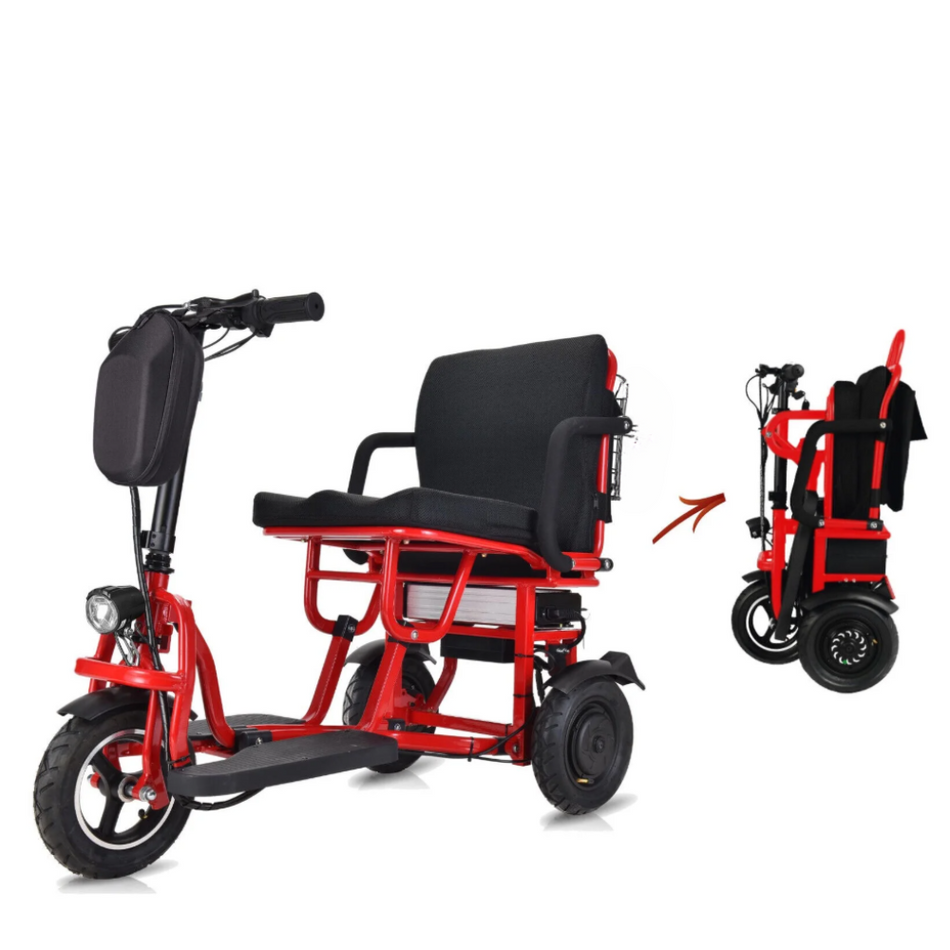 Foldable 3 wheel electric mobility scooter red