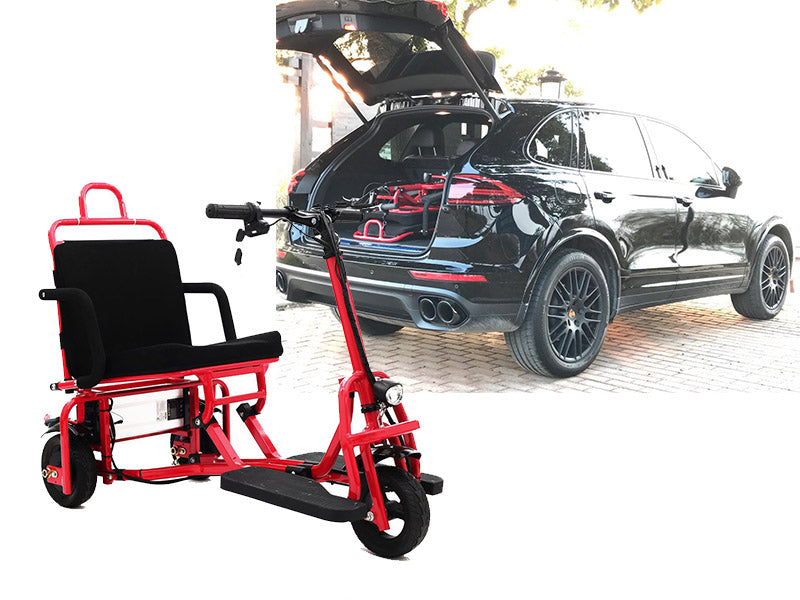 Foldable 3 wheel electric mobility scooter red